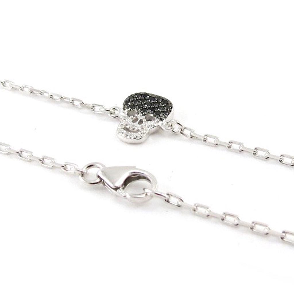 Les Trésors De Lily [J0838] - Silver Bracelet 'Skull' Black White Silver (rhodium Plated) - 10x12 Mm