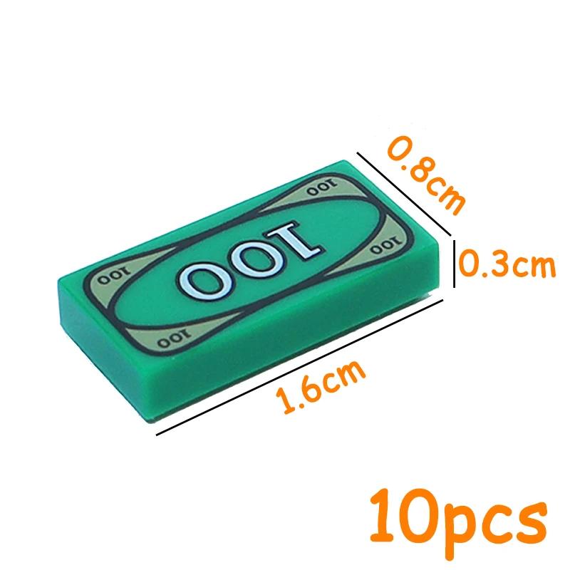 Нетоксичный строительный блок Город Сундук с сокровищами Шкатулка с драгоценностями Золото Серебро Алмаз Доллары Центы Монеты Наличные Кирпичи Аксессуар Печатный Moc Игрушка