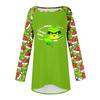 Women's Fashion Casual Long Sleeve Christmas Print Round Neck Pullover Top Blouse