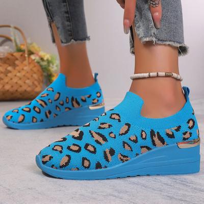 Женские повседневные кроссовки без застежек, дышащие трикотажные сетчатые мокасины, женские, осень 2024 г., туфли на танкетке, прогулочная обувь Zapatos Mujer