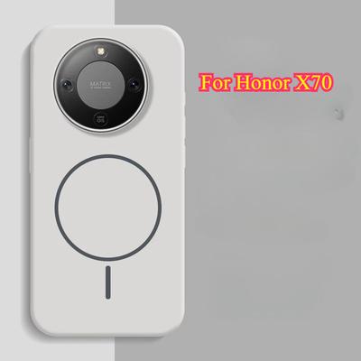 Для Honor X70 Магнитная Адсорбция Матовый Жесткий ПК Чехол-Бампер Ударопрочный для Honor X 70 HonorX70 Беспроводная Зарядка