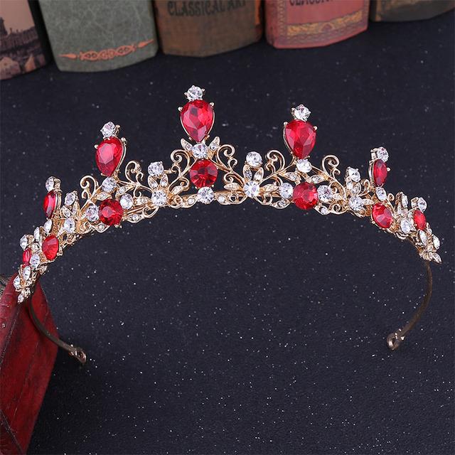 Vintage Baroque Imitated Emerald Crystal Tiaras And Crowns Hair Jewelry Women Girls Headpiece Wedding Bridal Hair Accessories
