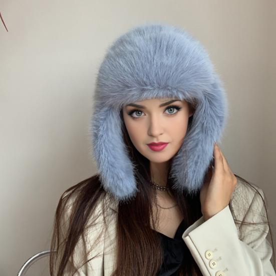 Шапка Лей Фэна Однотонная Искусственный Мех Лисы Лыжная Шапка Осень Зима Женская Теплая Шапка Аксессуары для Активного Отдыха