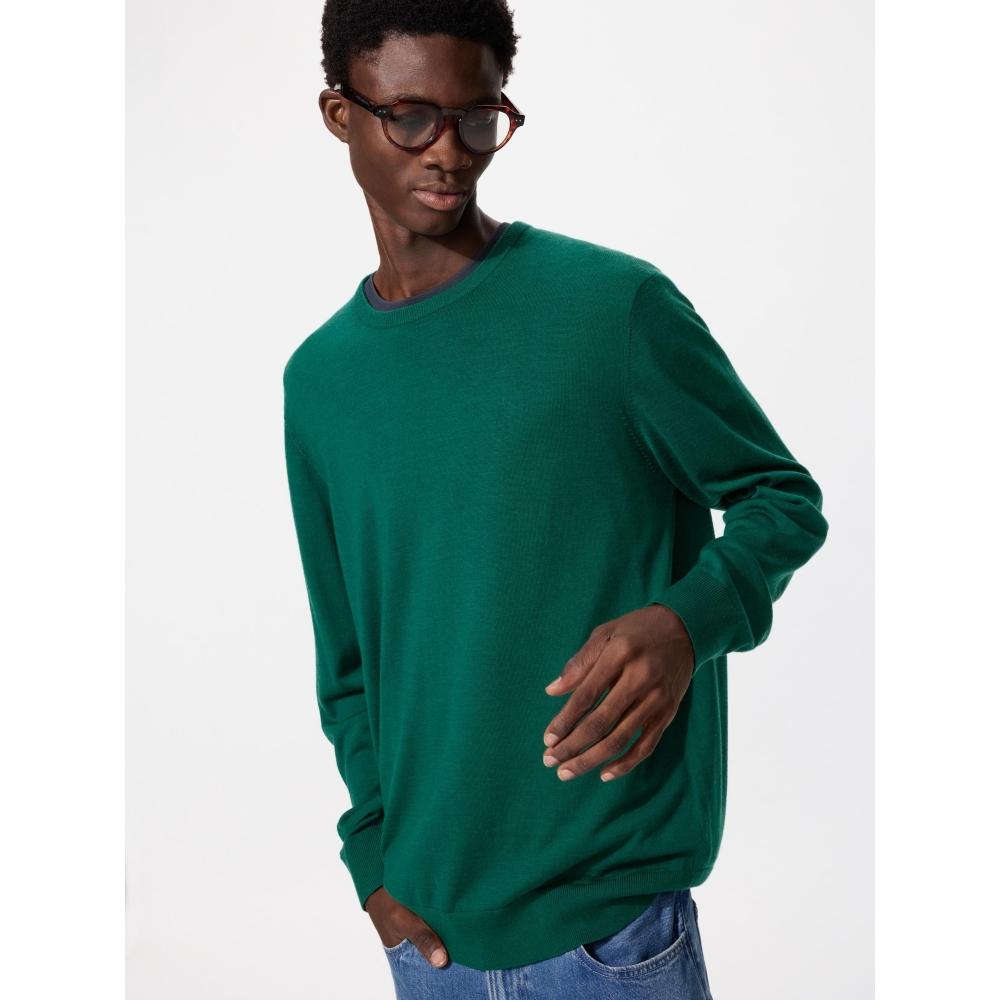 Uniqlo Свитер с круглым вырезом из японской мериносовой шерсти