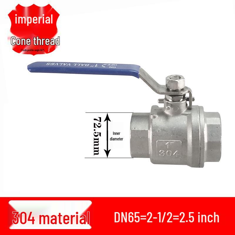 201/304 Stainless Steel Female Thread Ball Valve, Two-Piece, Available in 1/2", 3/4", 1", 2" (DN15-20)