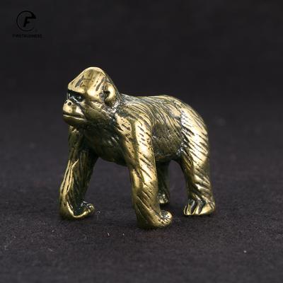 Статуэтка гориллы из цельной латуни, украшение для офисного стола, коллекция поделок, фигурка орангутана, миниатюрная игрушка, подарки