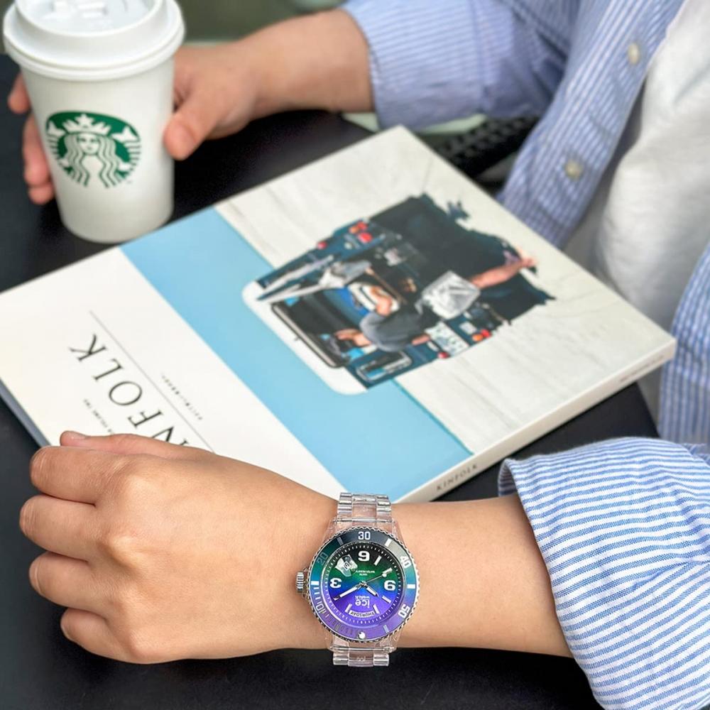 Авторизованный дистрибьютор [Ice watch] Мужские часы Ice watch 021433 Ice clear sunset [ICE clear sunset] Фиолетовый Зеленый Средний День Дата