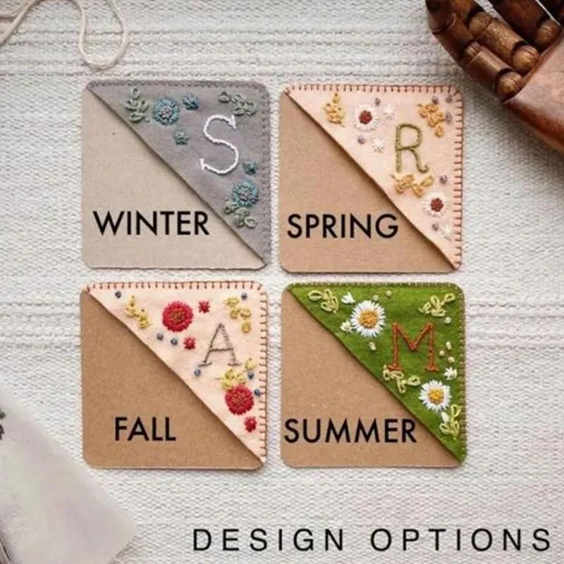Personalized Hand Embroidered Corner Bookmarks Felt Triangle Markers Bookmarks Gifts For Reading Lovers YLE049