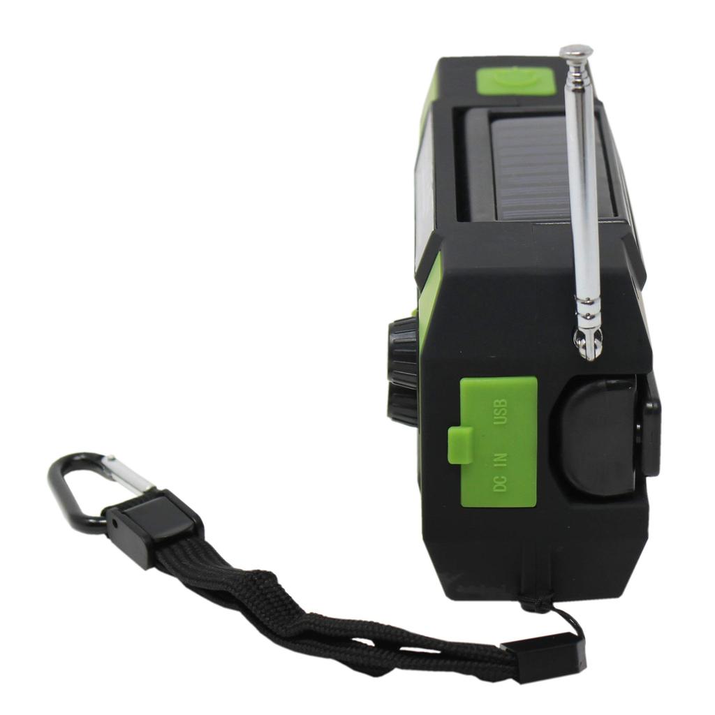 WINTECH Splashproof Hand Crank Charging Portable Radio Equipped with LED Light Green Mobile Charging USB Type C Adapter Dry Battery Compatible Solar