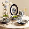 Ретро Синие Цветы Керамическая Тарелка Свет Роскошь Романтический Ресторан Вкусные Паста Стейк Тарелки Домашний Завтрак Фрукты Салат Тарелка