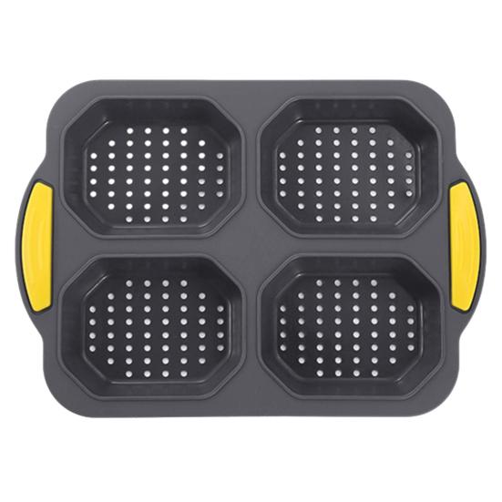 Bread Mold Heat Resistant Non-stick Pastry Mold Silicone Bread Baking Mold with 4 Grids for Home Kitchen
