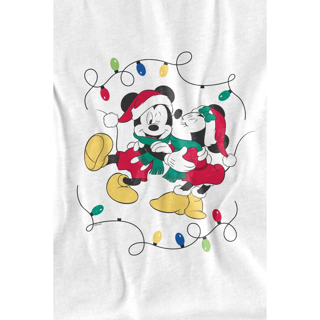 Disney Mens Mickey & Minnie Mouse Kiss Christmas T-Shirt