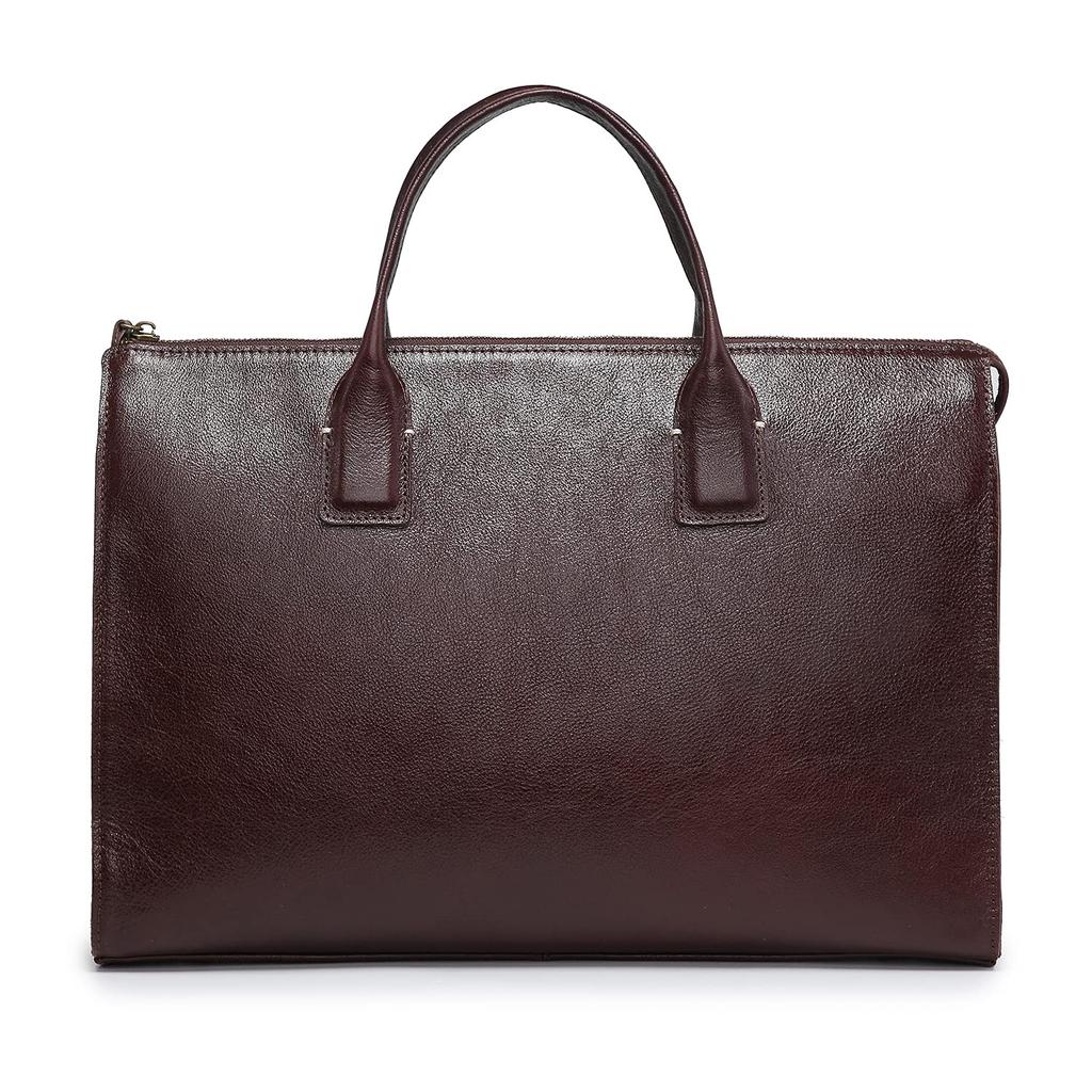 AKIYAMA Men's Waterproof Genuine Leather Briefcase, Mini Tote Bag with Large Capacity, Fits A4 Paper, Perfect for Commuting, Business, and Business