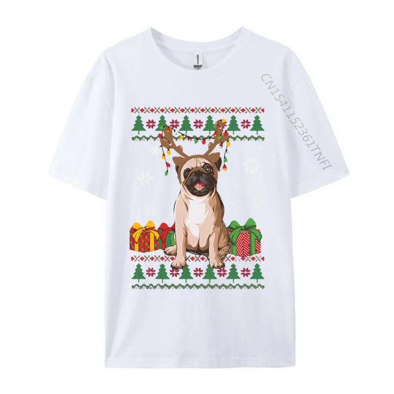 Boy Prevalent Europe Tops Shirts Cotton T Shirts Preppy Style Funny Pug Christmas Ugly Dog Xmas Tshirt Designer T Shirt Men