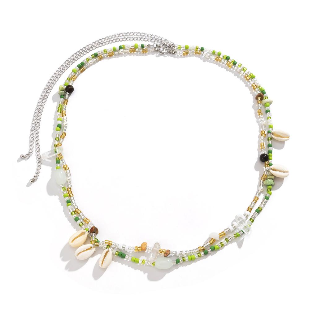 Sexy Shell Beaded Rice Beads Multi-Layer Body Chain, Holiday Idyllic Contrasting Gravel Waist Chain For Women
