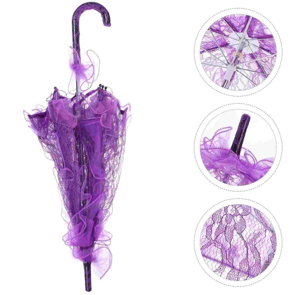 Кружевной зонтик фото реквизит платья подружек невесты элегантный зонтик в стиле вестерн для девочек фиолетовый железный свадебный белый