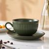 European Retro Style Ceramic Mugs Pumpkin Striped Coffe Cup with Saucer Afternoon Tea Cup Espresso Latte Mug Kitchen Water Cup