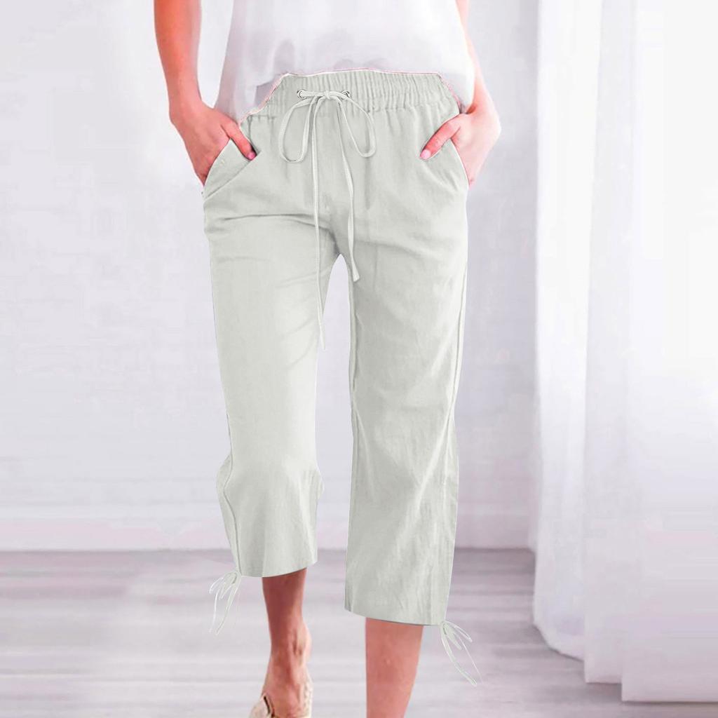 Женские модные однотонные повседневные брюки-карандаш с эластичной резинкой на талии и карманами