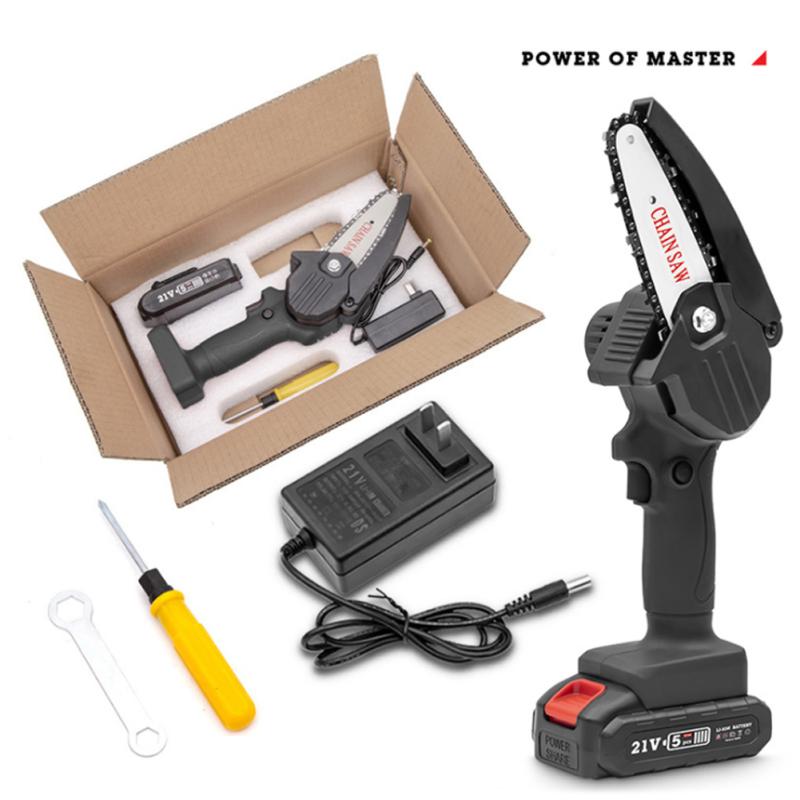 Портативная мини-электрическая цепная пила, электрическая обрезная пила, бензопила для раскалывания древесины, одноручный инструмент для