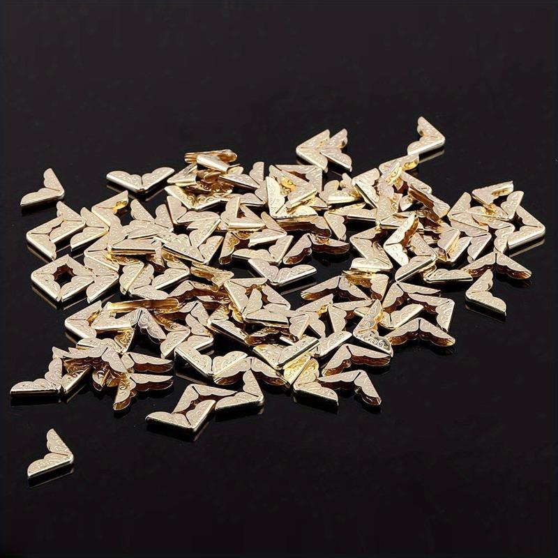 100pcs Antique Brass Metal Book Scrapbooking Notebook Albums Menus Folders Corner Protectors Bronze Tone Hardware