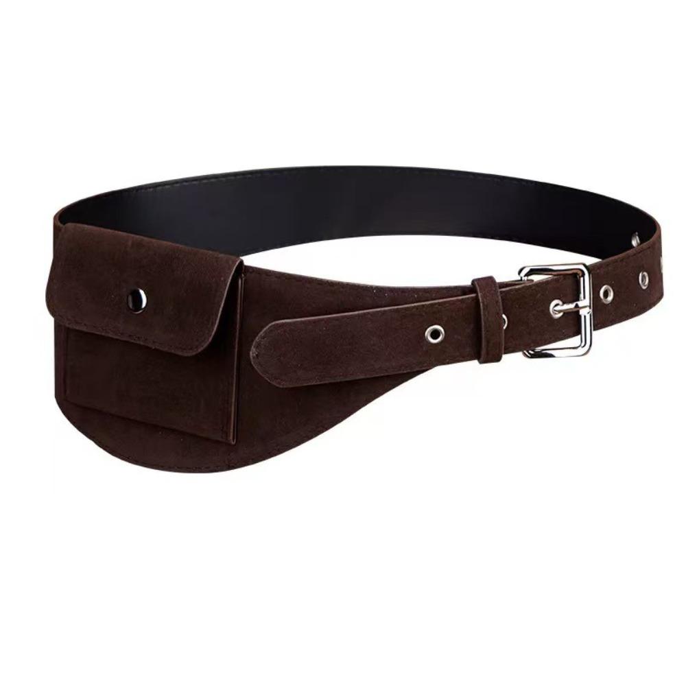 Korean Style Belt Waist Bag Wide Women Belt Bag Portable Suede Cummerbunds Female
