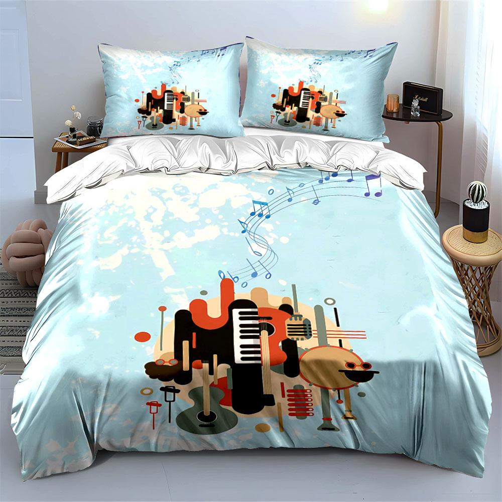 Musical Instruments Abstract Art Bedding Duvet Cover Set Duvet Cover Pillowcases (1*Duvet Cover 2*Pillowcases, without duvet insert)