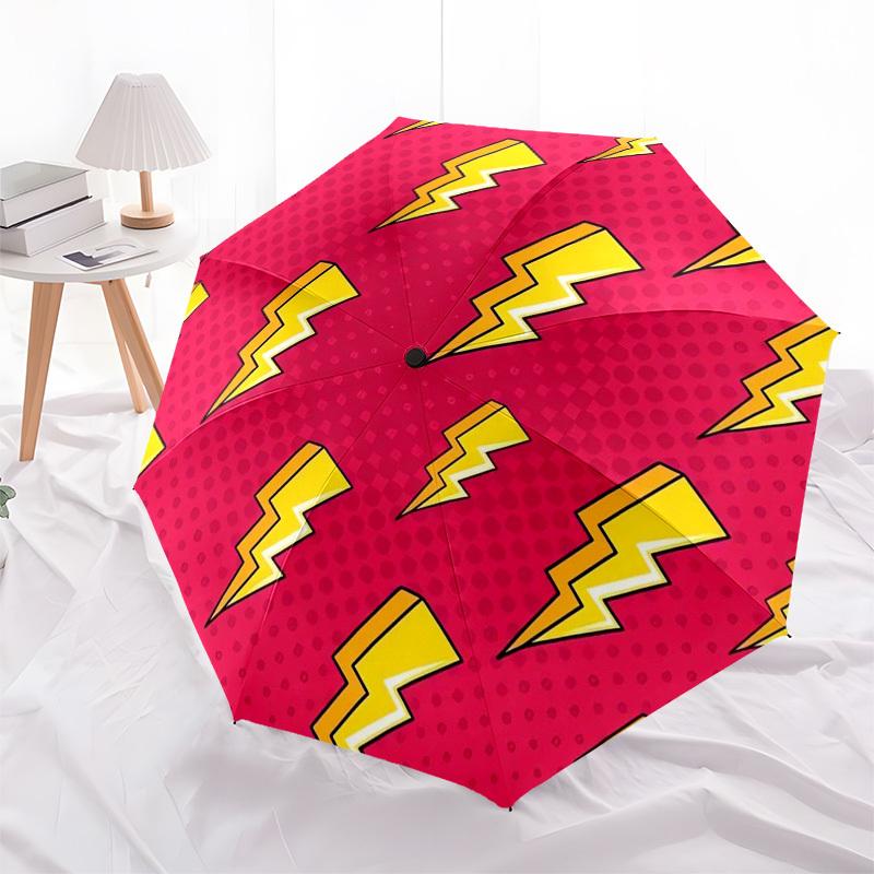 1pc Lightning Bolts Pattern Umbrella with Plastic Handle,Suitable for All Seasons Home Travel Outdoor Umbrellaptys31008