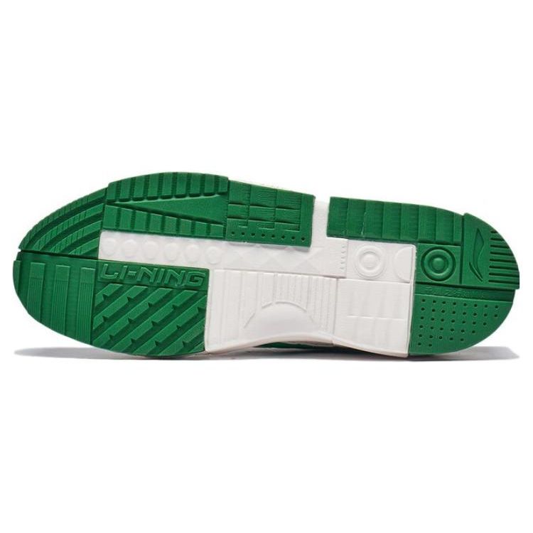 Li Ning противоскользящие прочные низкие спортивные повседневные туфли мужские кроссовки белые зеленые AGCT135-2