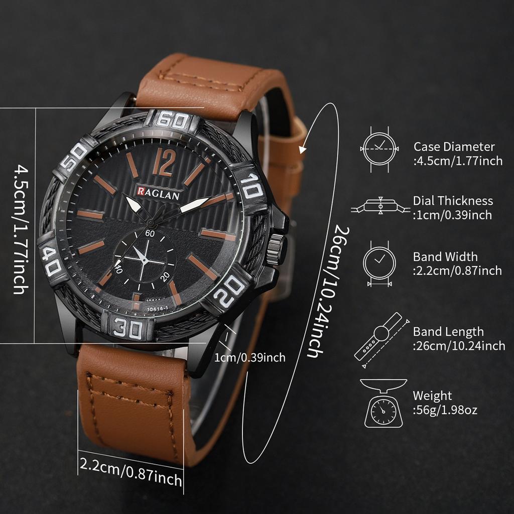 1pcs/set New Men's Watches Business Fashion Digital Large Dial Leisure Trend Quartz Watch (Box Not Included)