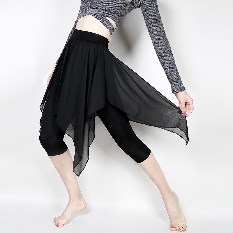 Женские асимметричные шифоновые брюки-юбка для танцев и йоги