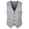 Мужской повседневный деловой жилет без рукавов, облегающий жилет, однотонный офисный мужской винтажный джентльменский пиджак, легкий