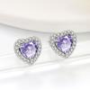 Zodiac Heart Shaped Cubic Zirconia Stud Earrings Minimalist Elegant Jewelry For Women