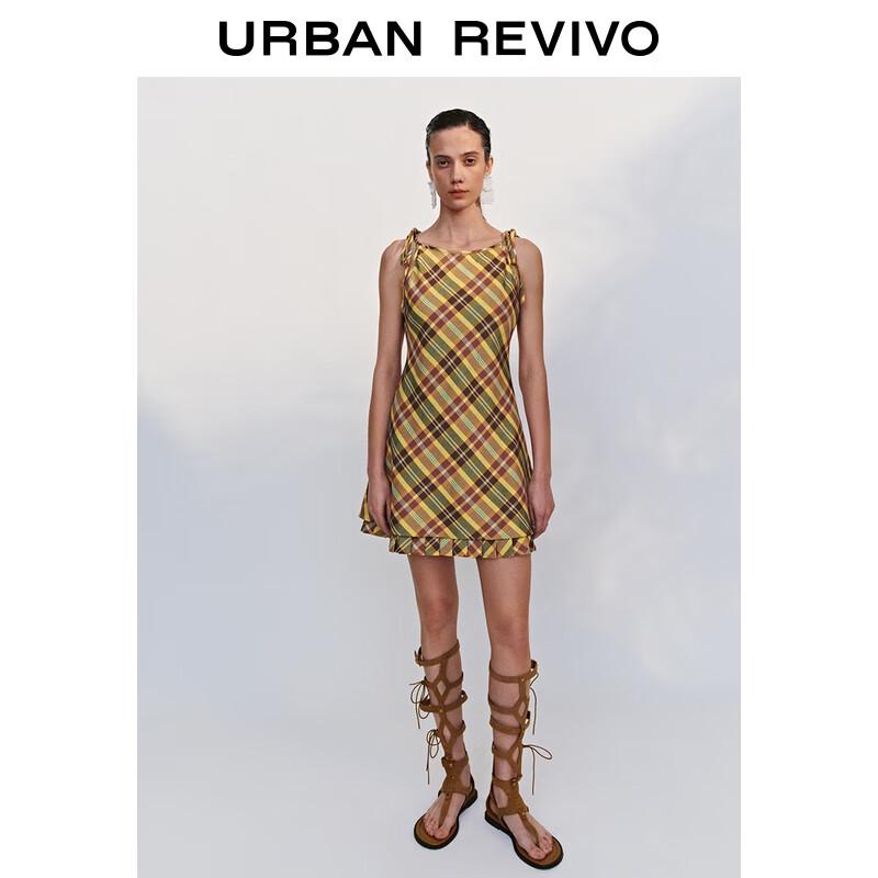 UR 2025 Fall Retro Plaid A-Line Mini Dress