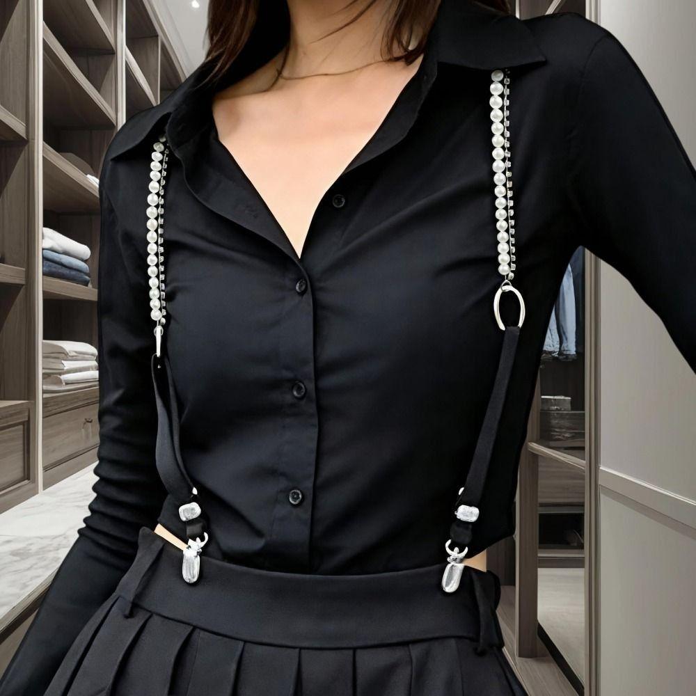 Подтяжки Y-образной формы с жемчугом, эластичные, регулируемые, для женской рубашки