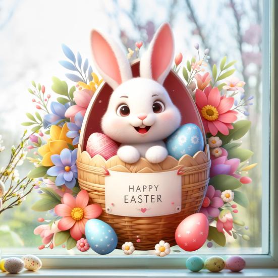 Пасхальная Наклейка на Стену Смешной Кролик Трещина Отклеивающаяся Наклейка 3D Дизайн с Дырой Мультяшные Самоклеящиеся Наклейки на Стену для Детской Комнаты Игровой Комнаты