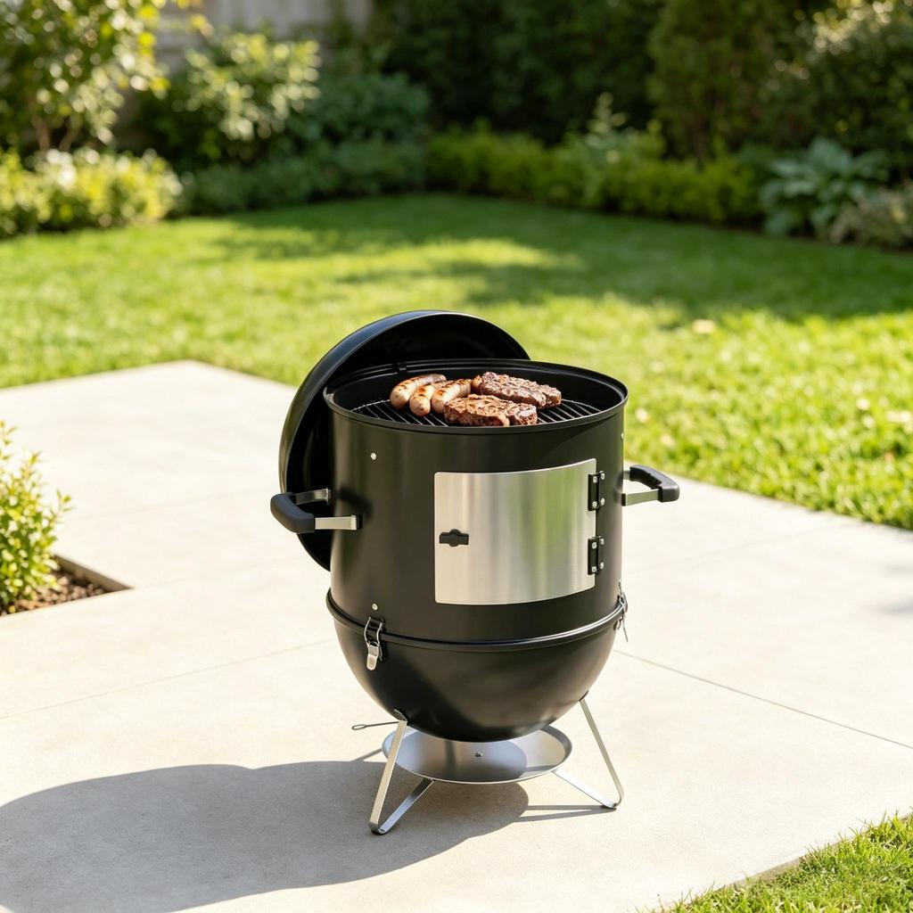 3-in-1 Smoking Chamber with 3 Cooking Grates, Integrated Thermometer and Adjustable Ventilation