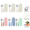Toddler Utensils Kids 2pcs Safety Steel Toddler Set Fork Set with Storage Box Flatwar B8I6
