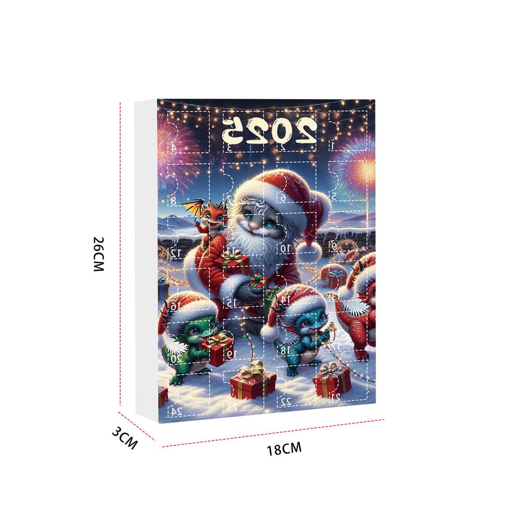 24-Days Christmas Tree Decorations with Santa Hats Cute Dragon Countdown Calendar Mini Xmas Tree Dragon Pendant for Home Decor
