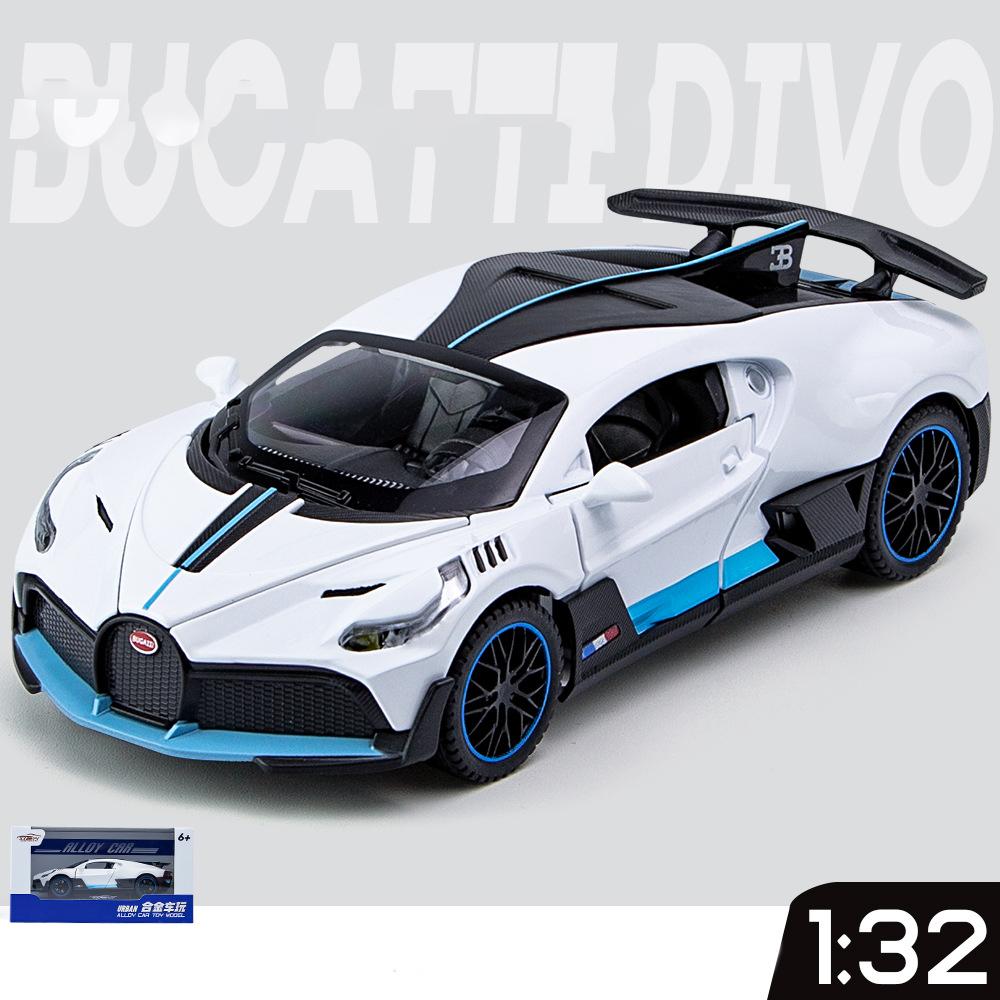 1/32 масштаб Bugatti Divo, литая под давлением модель автомобиля, игрушечный автомобиль с откатным механизмом, звуком и светом для детей, коллекция подарков для мальчиков и девочек