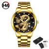 Hannah Martin Stainless Steel Calendar Dragon Business Waterproof Quartz Men's Watch