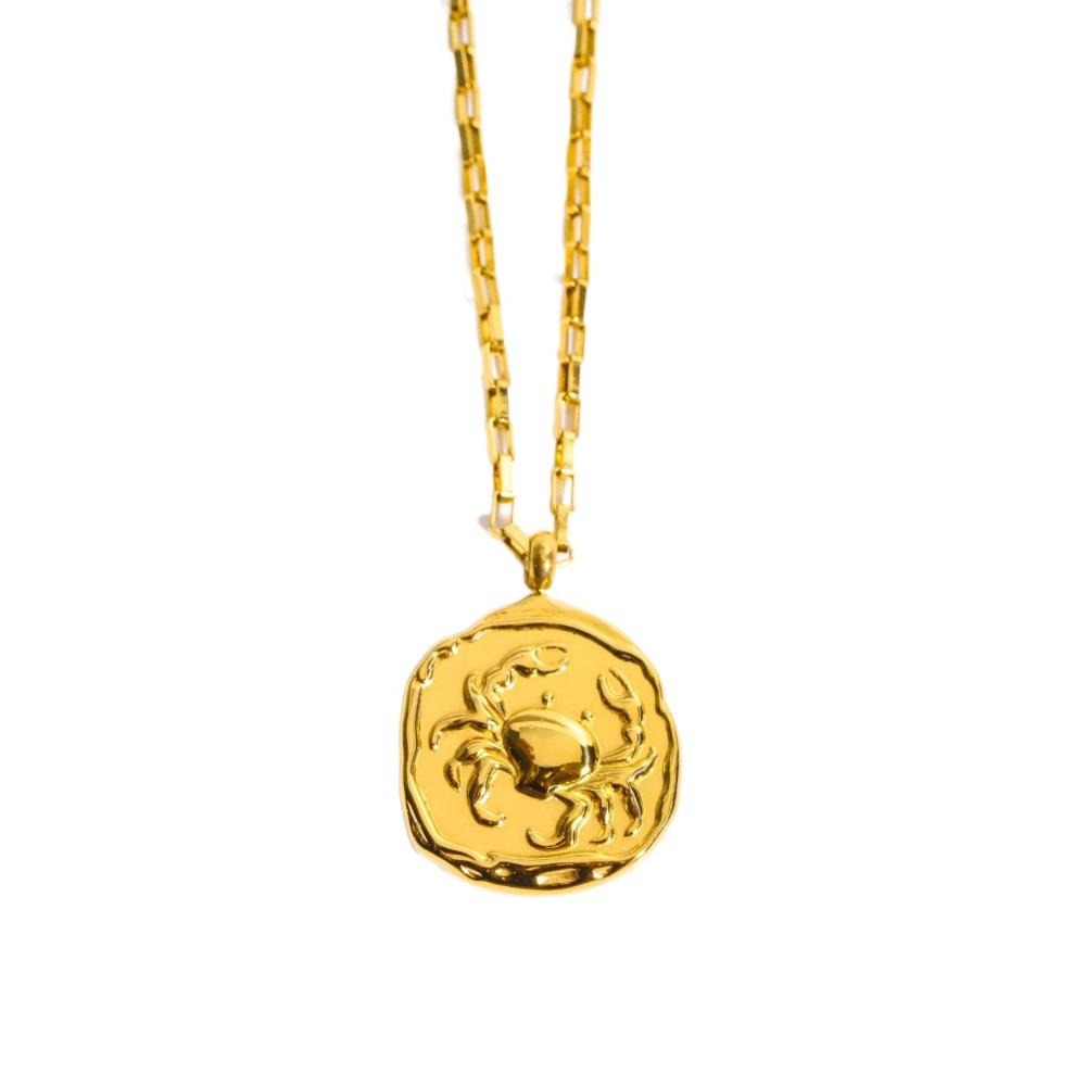 Pendant 12 Constellation Necklace Neck Jewelry Vintage Golden Necklace  Vacation