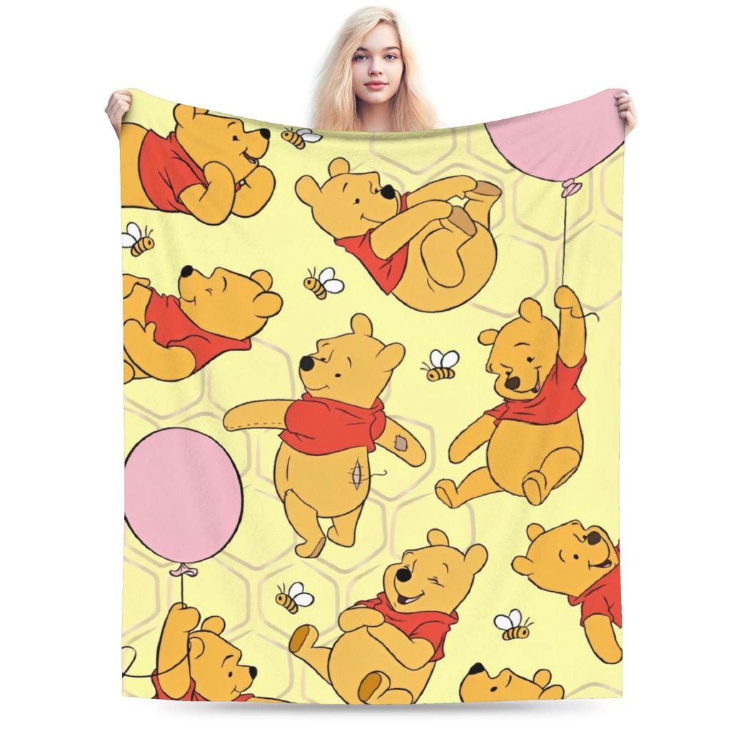 Winnie the Pooh Blanket Cute Cartoon Flannel Awesome Warm Throw Blankets for Bedding Lounge Spring Autumn