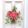 Rose Flowers Door Hangers Baskets Wreath Spring Wreath for Front Door Welcome Sign Spring Front Door Decorations