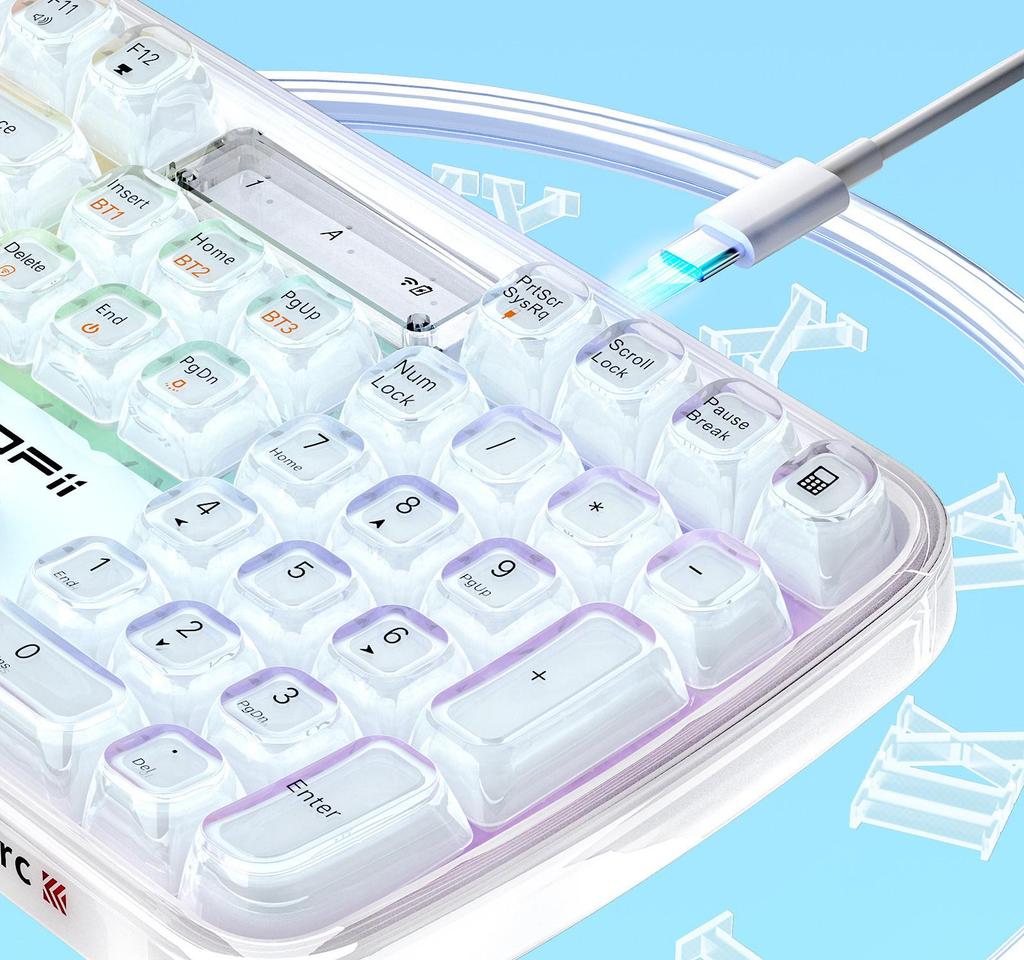 Беспроводная Bluetooth-клавиатура Crystal Arc RGB SK-708CDM, трехрежимная