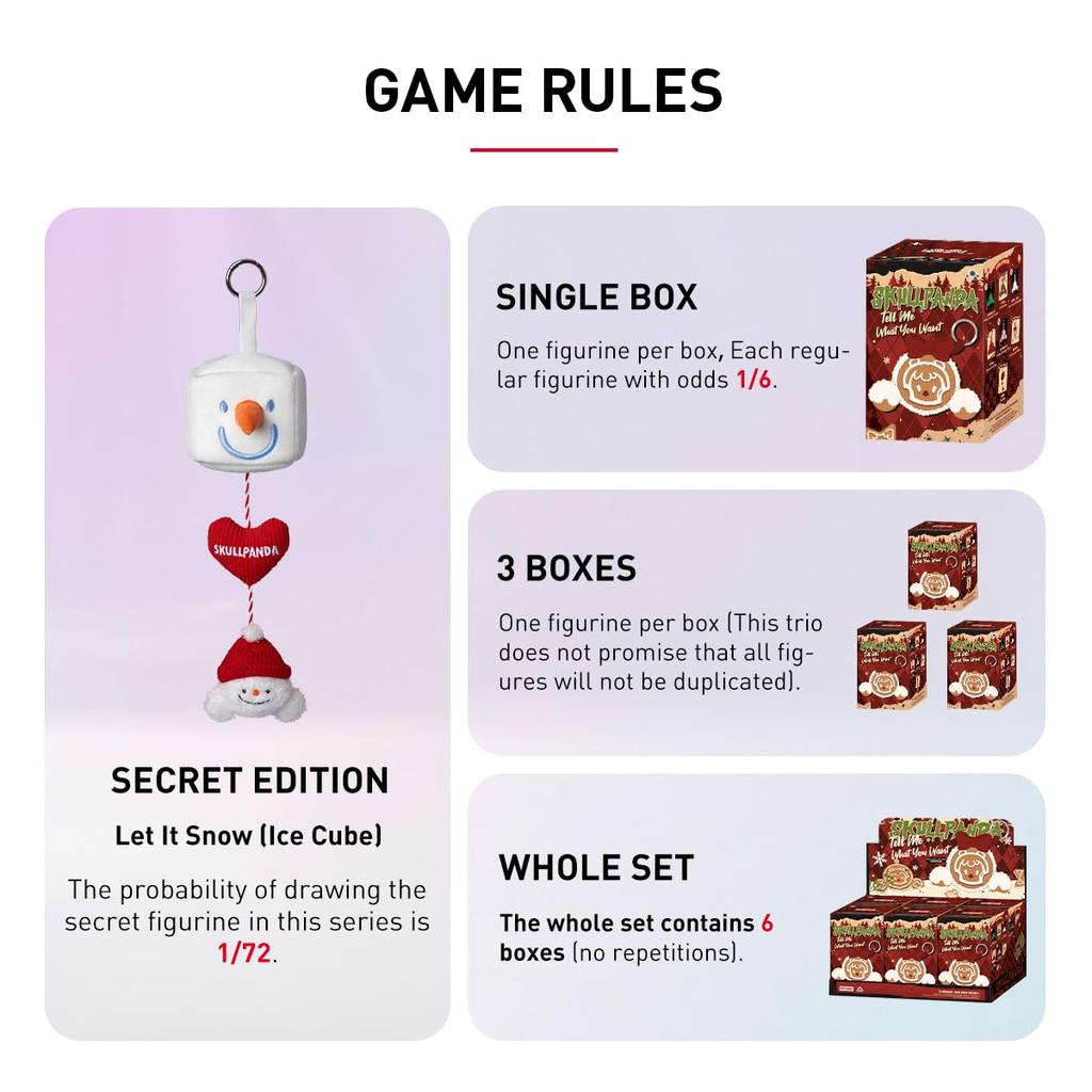 POP MART SKULLPANDA Tell Me What You Want Series Plush Pendant Box 6 Pop Mart Gacha Gacha Blind Box Figure Plastic Model Premium Toy PVC Soft Vinyl