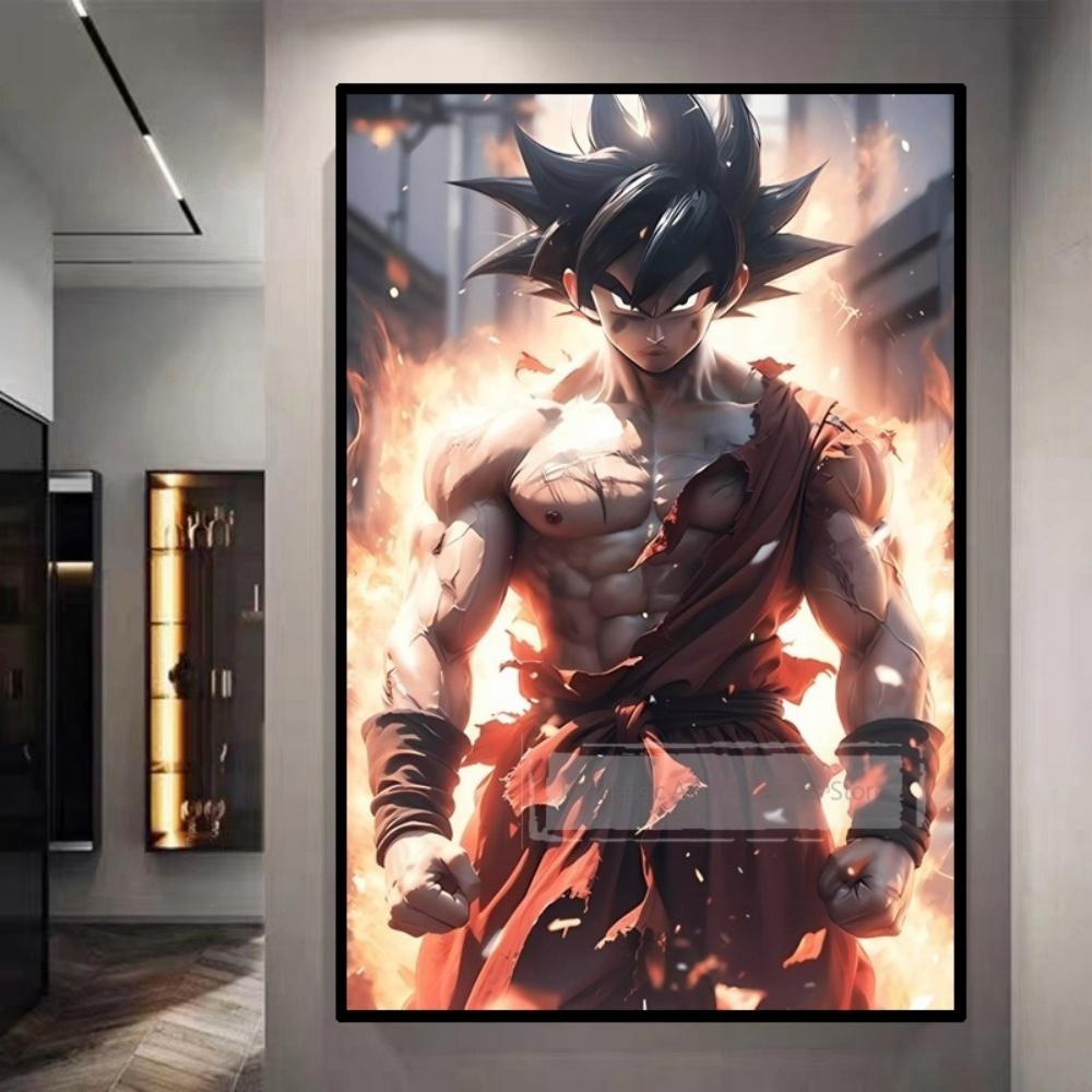 Dragon Ball Starry Night Tapestry Sun Wukong Super Saiyan Anime Hanging with Gokus Kamehameha Ideal for Otaku Bedroom Decor