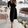 Женское Модное Платье Bodycon с V-образным вырезом и Принтом, Длинный Рукав 2025