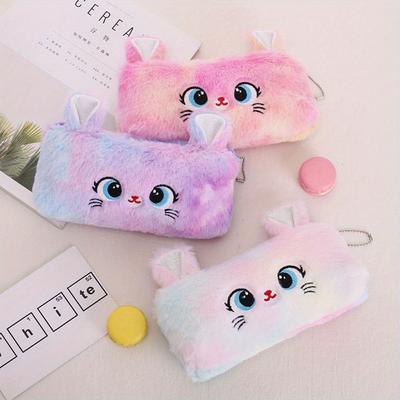 Kawaii мультфильм милый кот плюшевый чехол пенал на молнии пушистый большой емкости сумка для ручек школьные канцелярские принадлежности сумка для хранения