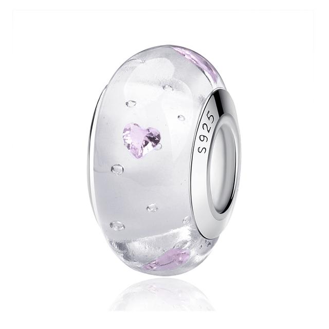 2023 Новый Оригинальный 100% Стерлингового Серебра 925 пробы Стеклянные Бусины Дерево Камень Муранский Цветок Подвески Подходит Браслет Diy Женские Ювелирные Изделия