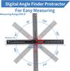 Electronic digital display angle ruler 360 ° rotating woodworking protractor large screen plastic model 0-200mm